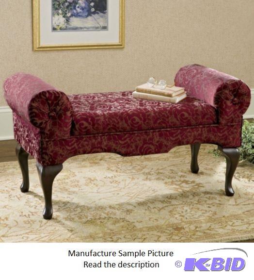 lot 273 image: Rose Storage Bench - Burgundy - Jacquard rose...