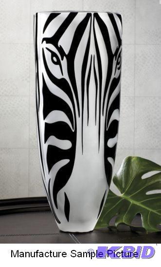 lot 280 image: Large Zebra Vase Exclusive  - Frosted glass w...