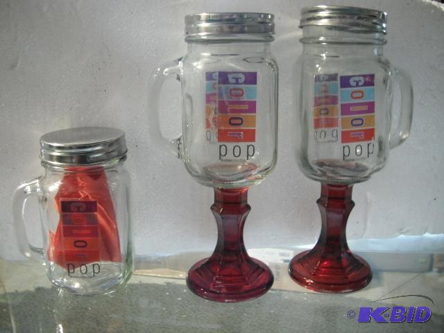 lot 291 image: Set of 3 Mason Jar Drinking Glasses - Raise y...