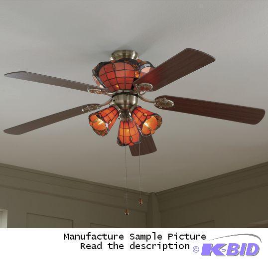 lot 304 image: Reversible Stained Glass Ceiling Fan - Stir t...