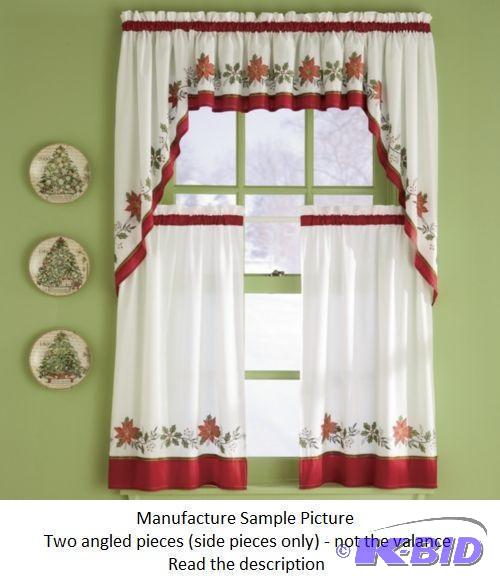 lot 316 image: Angled Christmas Kitchen Curtains - Two angle...
