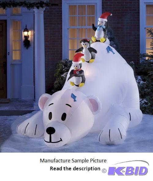 lot 5 image: Inflatable Eight Foot High Polar Bear with Fi...