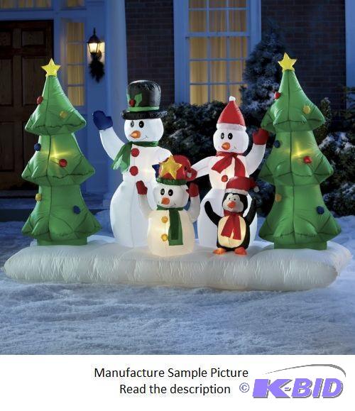 lot 6 image: Inflatable Snowman Family with Penguin - Enjo...