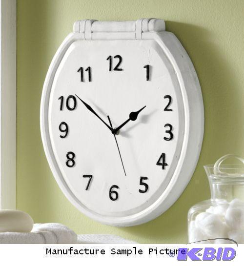 lot 70 image: White Toilet Seat Wall Clock - Hang our Toile...