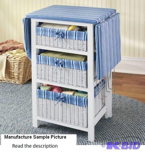 lot 80 image: Blue and White Striped Woven Ironing Board Ca...