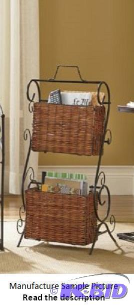 lot 83 image: Two Tier Scrolled Basket Rack - 12" w x ...