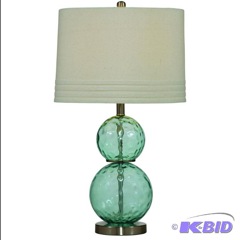 lot 87 image: Blue Glass Table Lamp - 31" H x 16"...