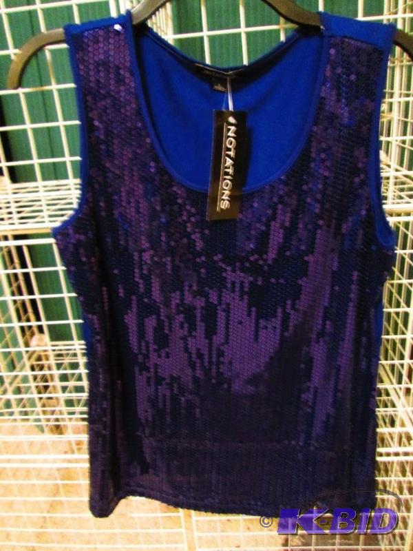 lot 117 image: Notations ladies sequined top, size L MSRP $4...
