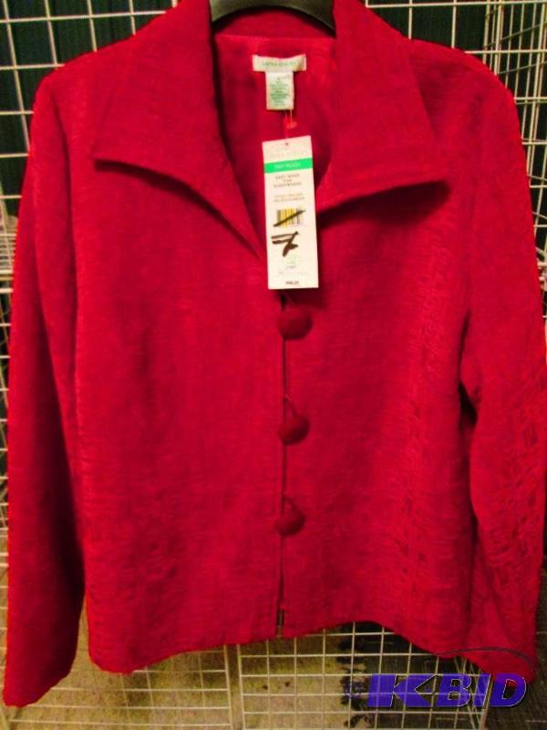 lot 93 image: Laura Ashley ladies red top, size L MSRP $98....