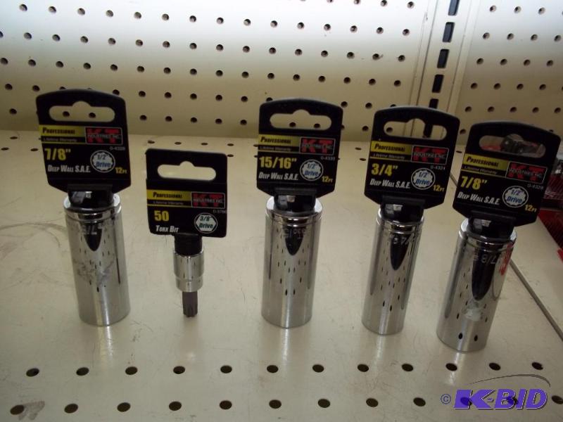 4 New Deep Well Sockets, Torx Bit...