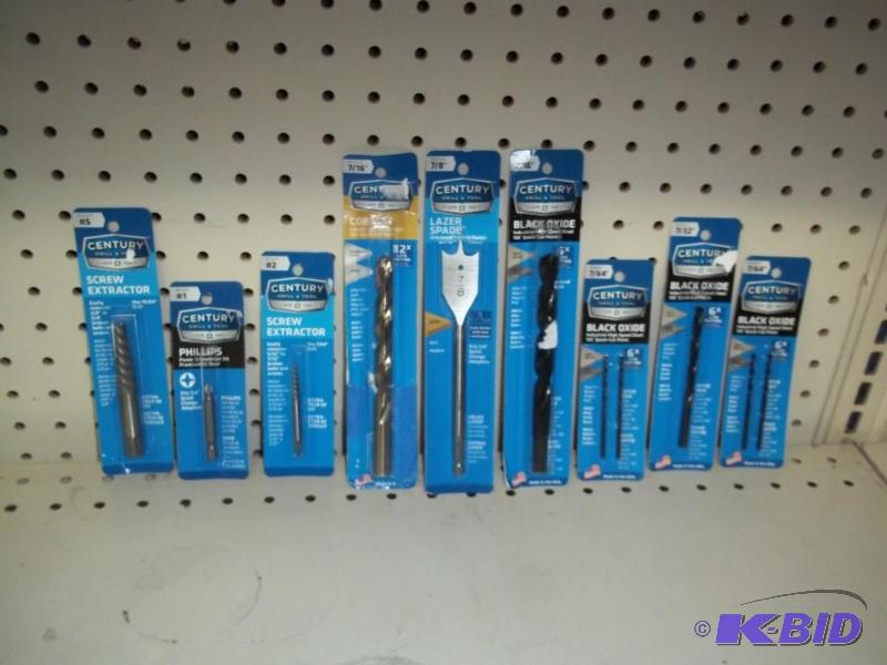Lot of New Drill bits, Spade, Screw Extractor...