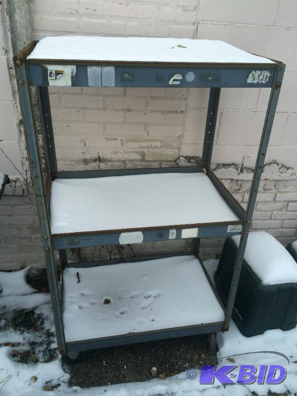 lot 15 image: rolling metal warehouse cart 5 tall