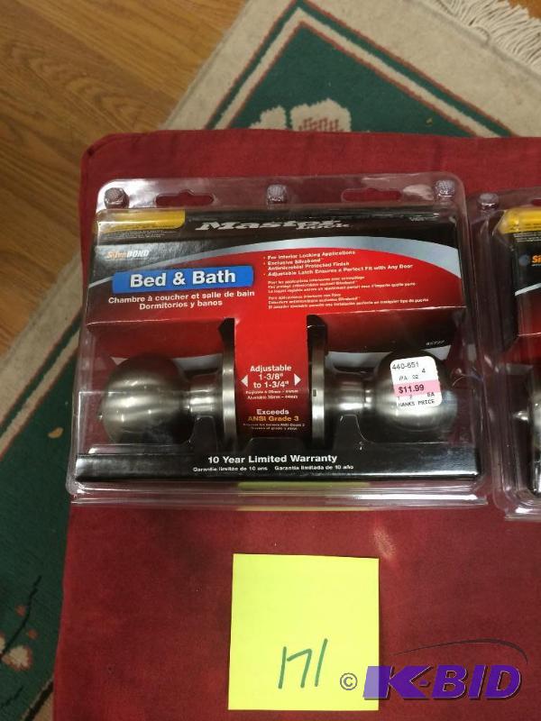 lot 171 image: Master Lock BedBath Satin Nickel finish doorknob