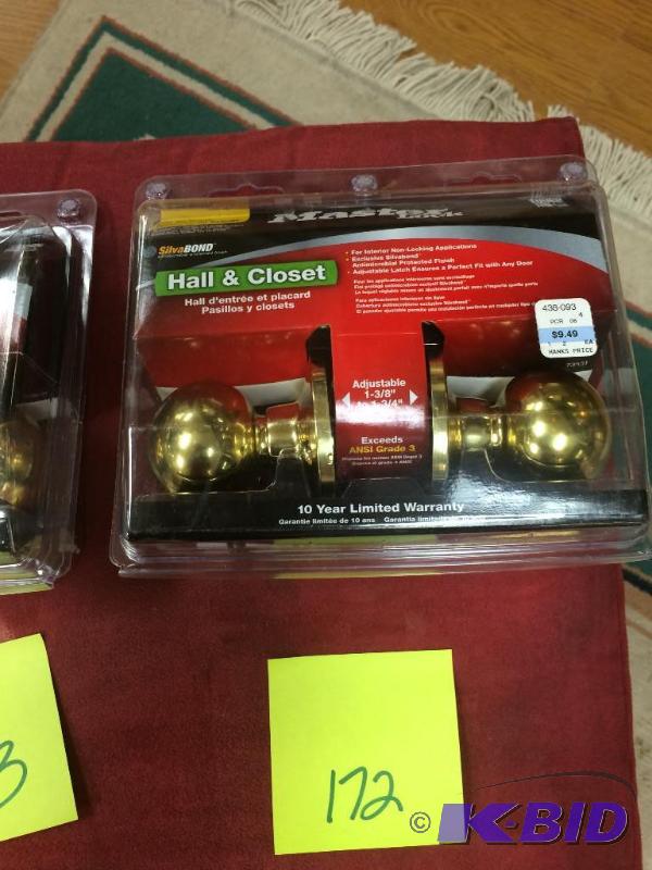 lot 172 image: Master Lock HallCloset Bright Brass finish doorknob