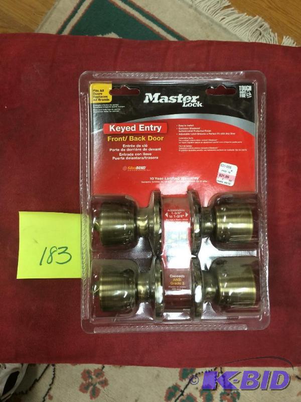 lot 183 image: Master Lock Keyed Entry brand new, Antique Brass two-pack