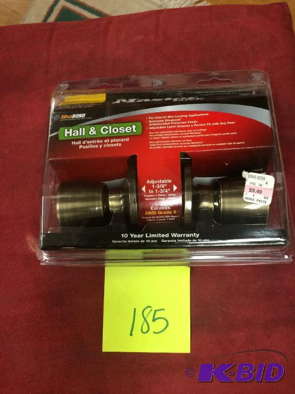 lot 185 image: Master Lock HallCloset brand new, Antique Brass two-pack