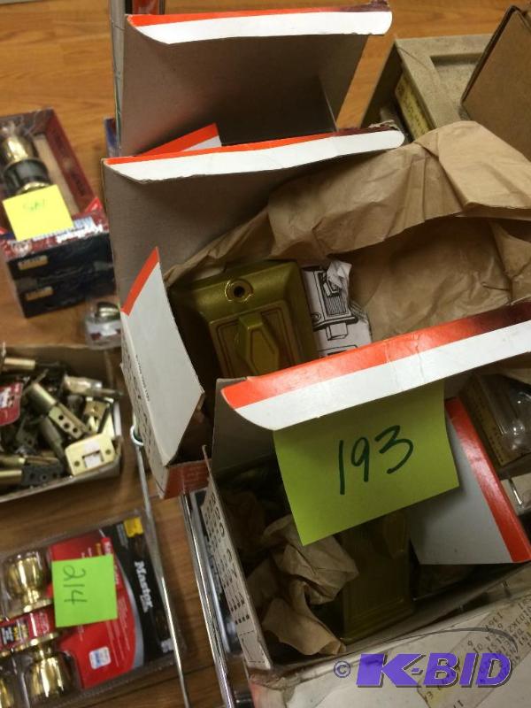 lot 193 image: old school mustard color deadbolt locks qty (3)