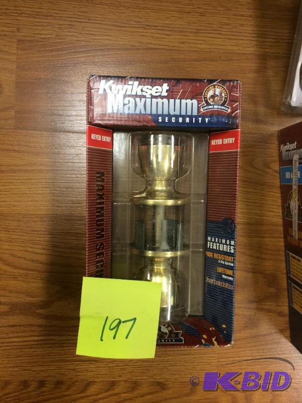 lot 197 image: Kwikset Keyed Entry Bright Brass