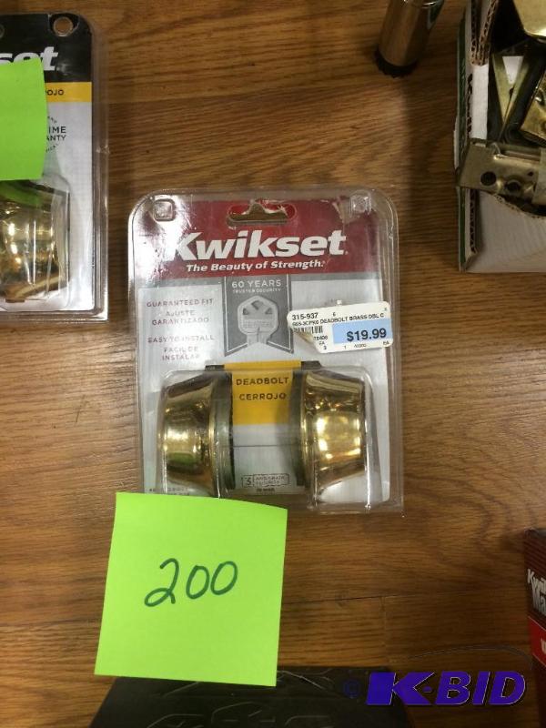 lot 200 image: Kwikset Deadbolt Bright Brass