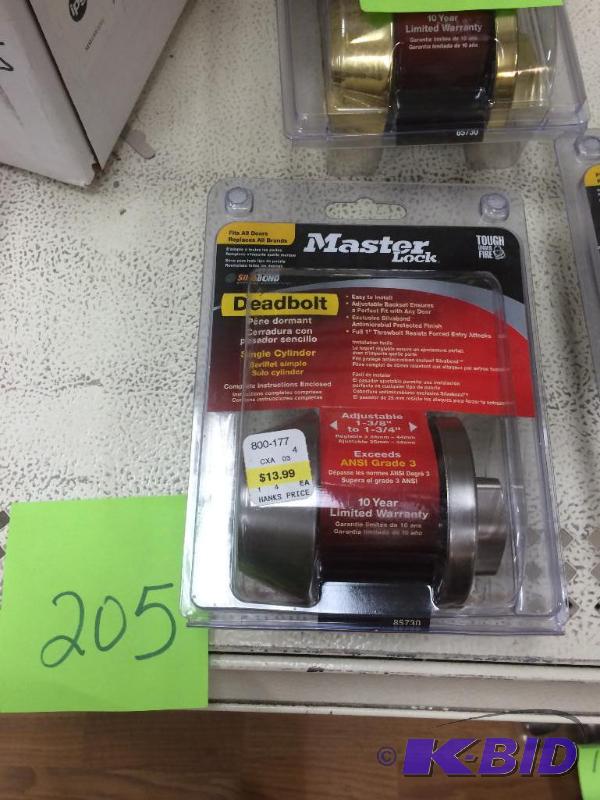 lot 205 image: Master Lock Deadbolt Stainless Steel