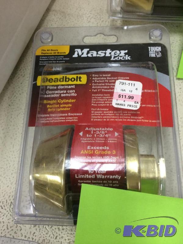 lot 206 image: Master Lock Deadbolt Antique Brass