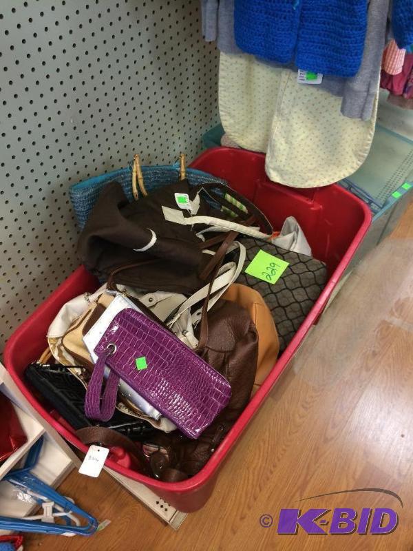 lot 229 image: Bin of purses
