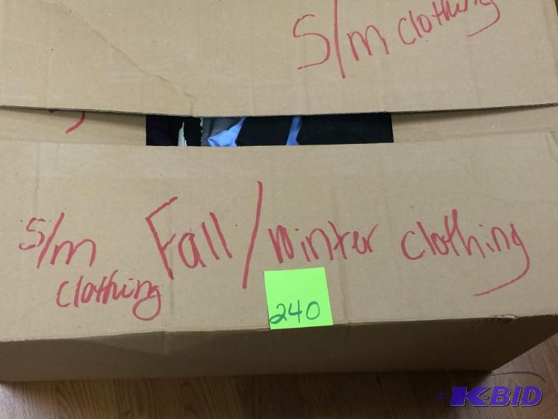 lot 240 image: Large box smallmedium winter clothes