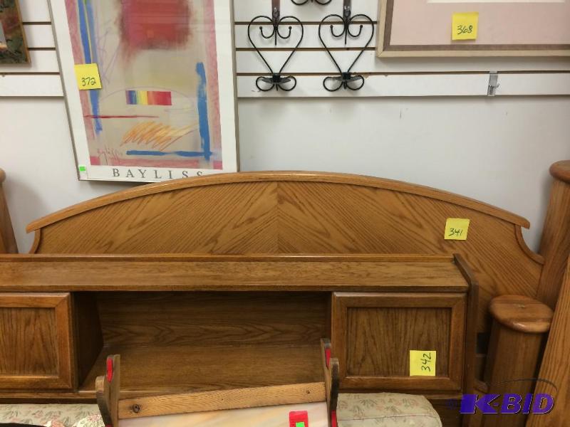 lot 341 image: King size oak headboard