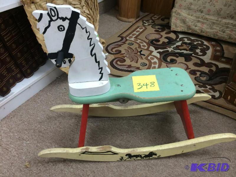 lot 348 image: vintage wooden rocking horse