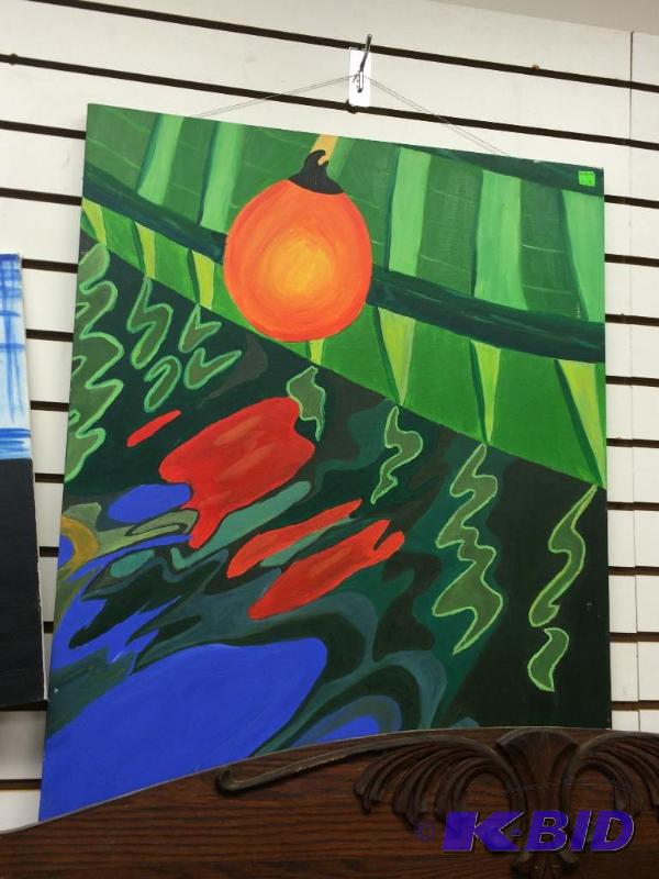 lot 366 image: two canvas paintings