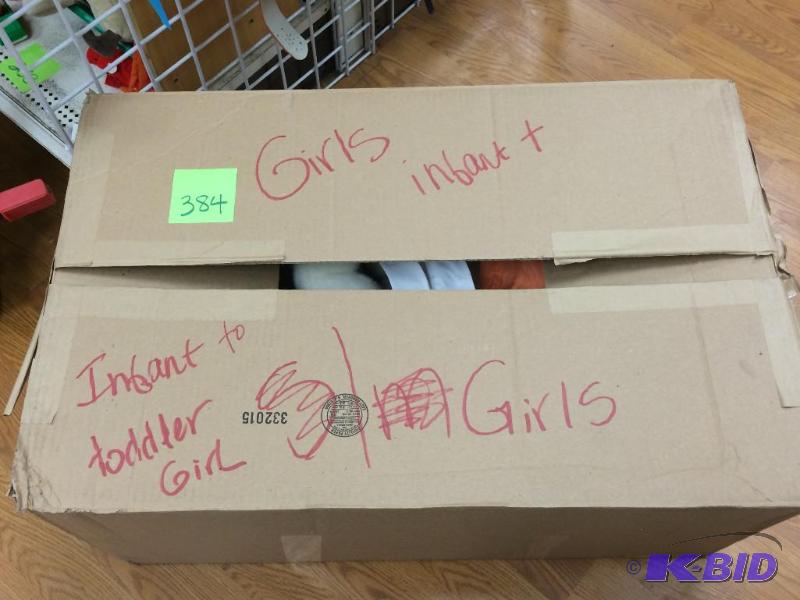 lot 384 image: very large box of infant and toddler clothes