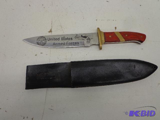 lot 58 image: Bowie Knife   13" Long  8" Blade  L...