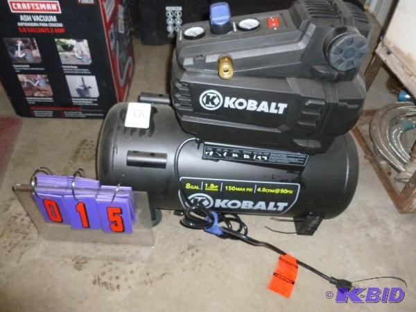 lot 15 image: Kobalt 8 gallon 1.8 hp 150 max psi air compre...