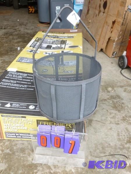 lot 7 image: Heavy duty steel dip basket. 14" diamete...