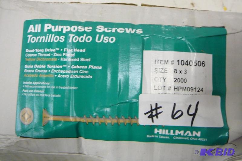 All purpose screws 8 x 3 qty 2000 Hillman 104...
