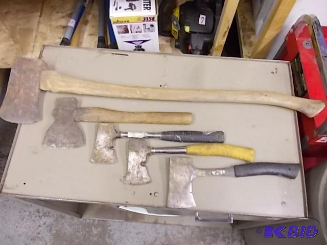 1 Large Axe &amp 4 Hatchets...