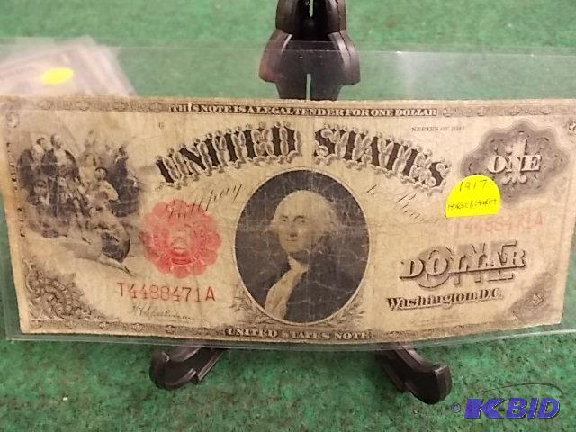lot 14 image: 1917 Horse Blanket $1 US Note...