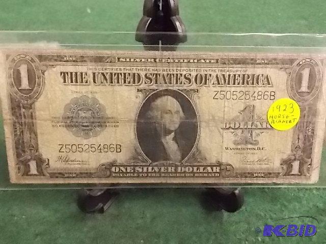 lot 15 image: 1923 Horse Blanket $1 Silver Certificate...