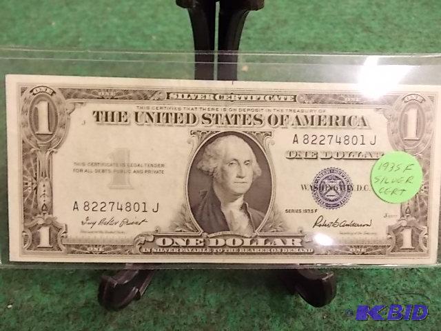 lot 18 image: US $1 Silver Certificate 1935 F Series...
