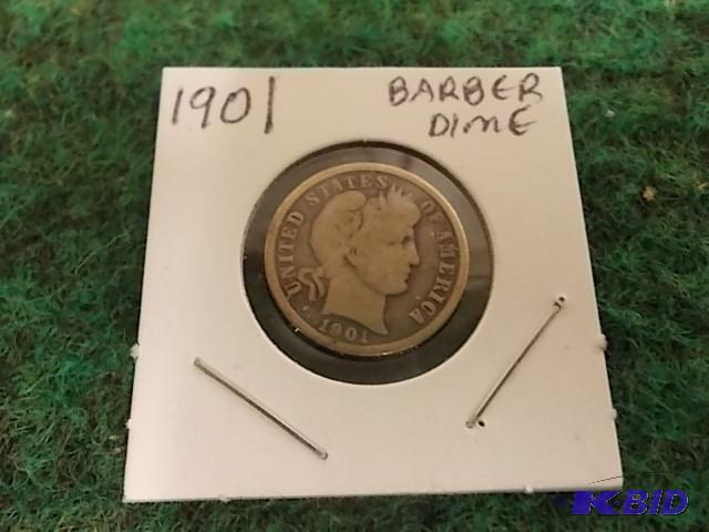 lot 34 image: 1901 Barber Dime...