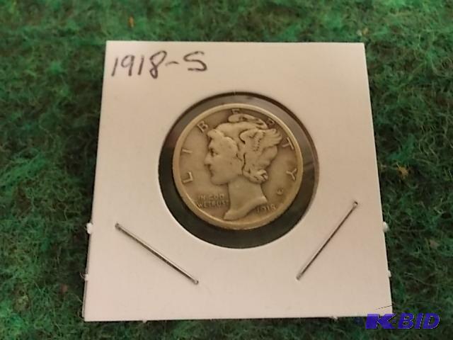 lot 35 image: 1918 S Mercury Dime...