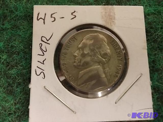 lot 39 image: 1945 S Jefferson Silver War Nickel...