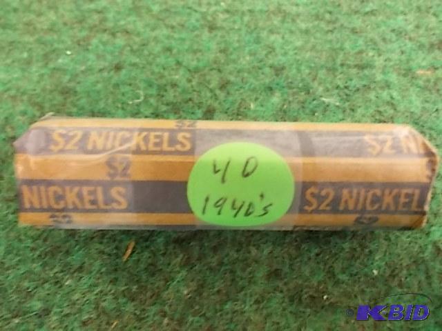 lot 49 image: Full Roll Of 40 1940 Jefferson Nickels...