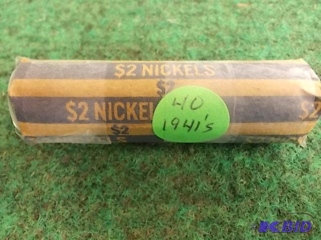 lot 50 image: Full Roll Of 40 1941 Jefferson Nickels...