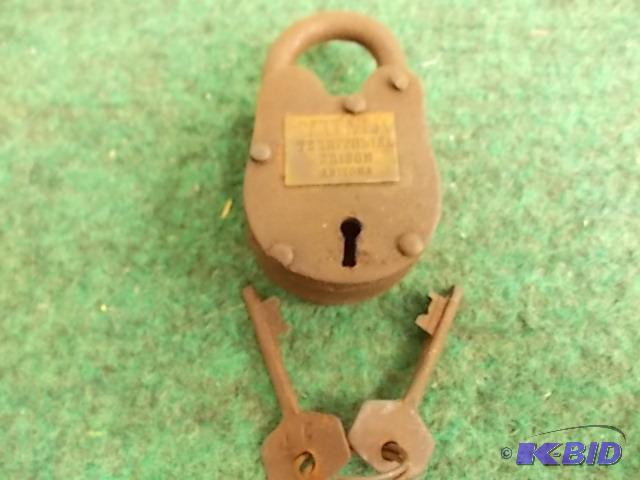 lot 67 image: Old Looking Lock with Keys Marked Territorial...