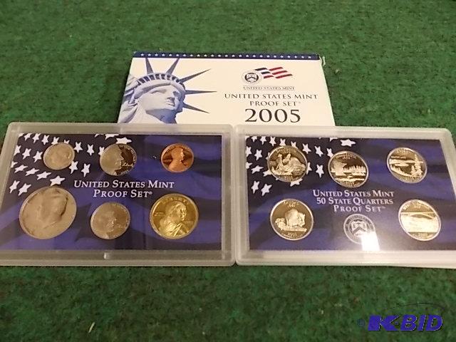lot 8 image: 2005 US Proof Set Sac Dollar & State Quar...