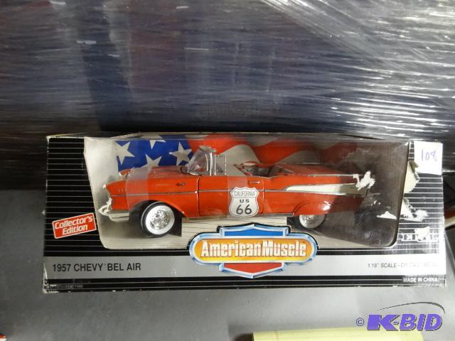 lot 108 image: American Muscle 1957 Chevy Belair, 118 Scale...