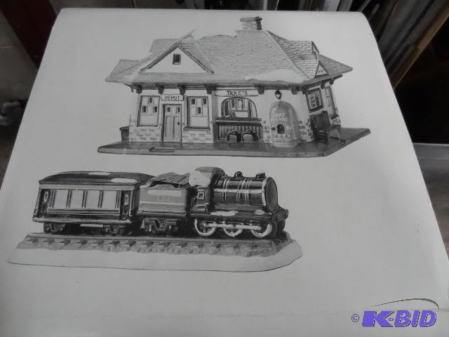 lot 231 image: Dept 56 Snow Village Village Station and Trai...