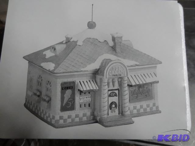 lot 242 image: Dept 56 Snow Village 56 Flavors Ice Cream Par...