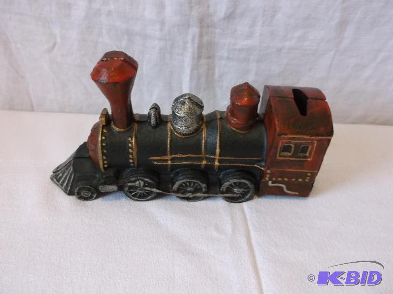 Vintage cast iron train bank measuring 734&q...